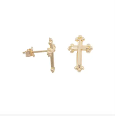 9ct Gold Cross Stud Earrings - Gift Boxed-375 Hallmarked • £39