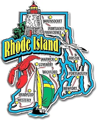 Rhode Island Jumbo State Map Fridge Magnet • $6.99
