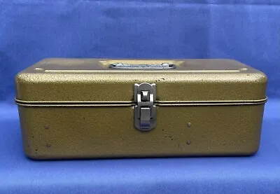 Vintage Gold Metal Tackle/Tool Box With Cantilever Tray Fishing Box 13.5”x 7” GC • $15