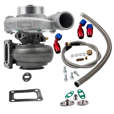 $227.48 • Buy T76 Turbocharger T4 + Oil Return Feed  Line Kit Power Up 5000HP Floating Bearing