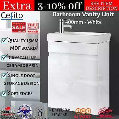 Cefito 400mm Bathroom Vanity Basin Cabinet Sink Storage Wall Hung Ceramic White • $164.68