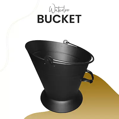 Large Waterloo Coal Scuttle Black Bucket Ash Log Wood Coal Storage Cast Iron UK • £18.23