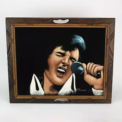 Vintage Velvet Elvis Painting In Carved Wood Frame • $140