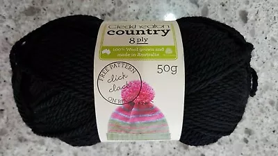 Cleckheaton Country #0006 Black 100% Pure Wool 8 Ply • $5.50