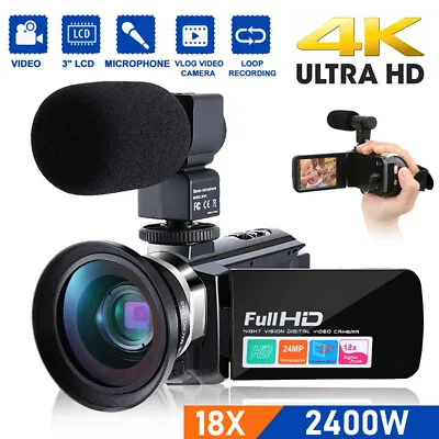 $8.99 • Buy 1080P Digital Video Camera Recorder Camcorder DV + Microphone Wide Vision Lens