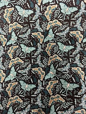 2.5 Metres Black Gothic Butterfly Butterflies Printed 100% Cotton Fabric • $37.21