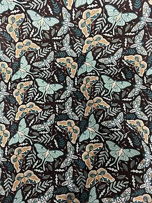 Black Gothic Butterfly Butterflies Printed 100% Cotton Fabric. Per Metre • £5.99