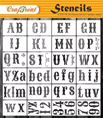 24 Pieces Calligraphy Stencils Vintage Font 4.5x7 Letter Stencils For Paintin... • $18.53