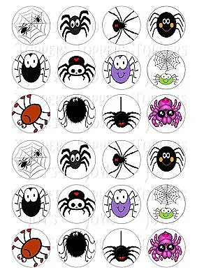 24 Spider Spiders Cupcake Topper Wafer Rice Edible Fairy Cake  Toppers • £2.50