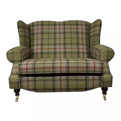 Wing Back Queen Anne Cottage Two Seat Sofa Balmoral Hunter Tartan Fabric • £819