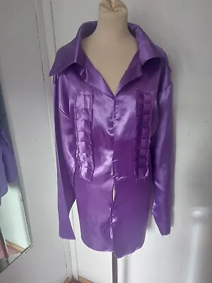 1960s 1970s Purple Shirt Fancy Dress Costume Disco Fever • £1.99