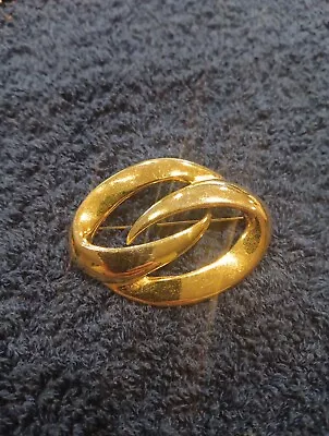 Vintage Maxine Denker Gold -Tone Brooch Signed Modernist Swirl • $30