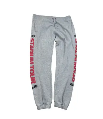 Justin Bieber Stadium Tour Sweat Pants Size Large Grey Team Bieber Pants • $19.89