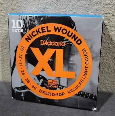 D'Addario EXL110-10P (10 Sets) Nickel Wound Electric Guitar Strings 10-46 • $47.50
