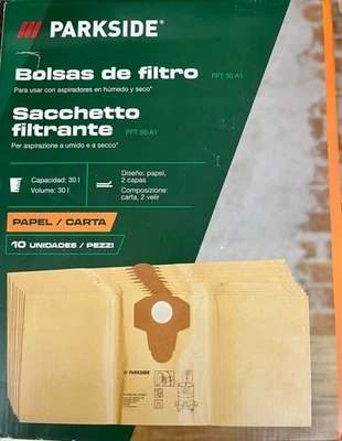 5 Sacchetti Per Aspirapolvere Premium Hossi's Wholesale - Compatibili Parkside PNTS 1500 A1, Capacità 30L