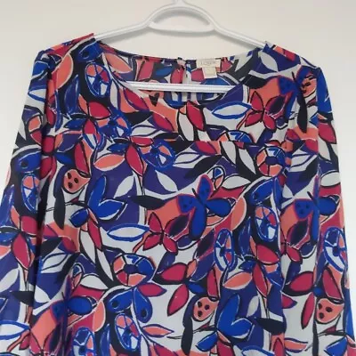 J.Crew Blouse Multicolor Size L Long Sleeve Key Hole At The Back  • $17.08