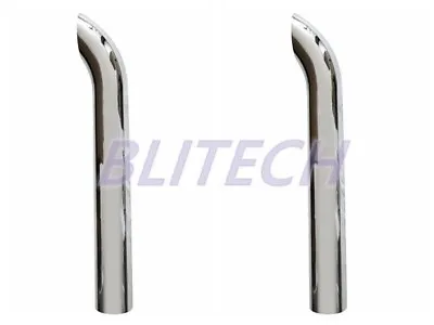 PAIR Chrome Curved Stack Pipe 6  OD X 60  Inch Length Semi Truck Tube Tip NEW • $370