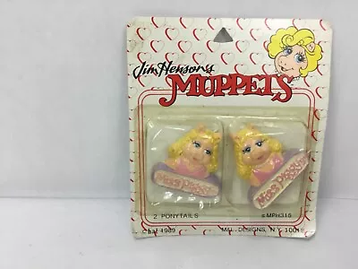 Vintage 1989 Miss Piggy Bust Jim  Henson's Muppet Babies 2 Hair Ponytail Holders • $8.99