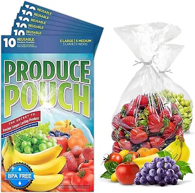 Keep It Fresh Produce Bags 30 Fruit Veggie Freshness Green Bags & Twist Ties • $20.99