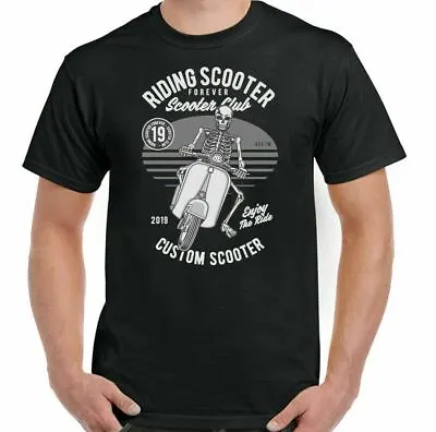 Scooter T-Shirt Riding Mens Funny MOD Lambretta Vespa Paul Weller Bike Logo Top • £13.94