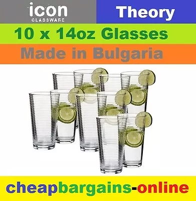 10pc CIRCLEWARE ICON DRINKING GLASS SET  THEORY  GLASS BEVERAGE SET GLASSWARE • $19.99