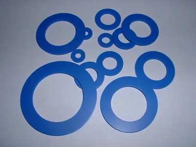 2mm Thick Blue Silicone High Temp Fda Flat Ring Rubber Washer Seal Gaskets 2 Pk • £2.84