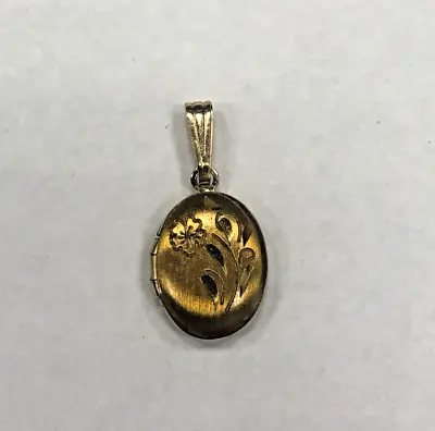 Vintage Yellow Gold Plated Minature Locket With Floral Flower Engraving • $9.99