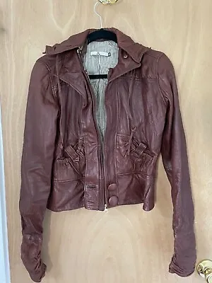 MIKE And CHRIS Burgundy Lambskin Leather Jacket Size Medium  • $180