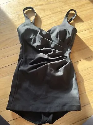 Catalina Vintage 1960’s Pinup Swimsuit 14 Black Wool Rockabilly Ruched Side  • $174.99