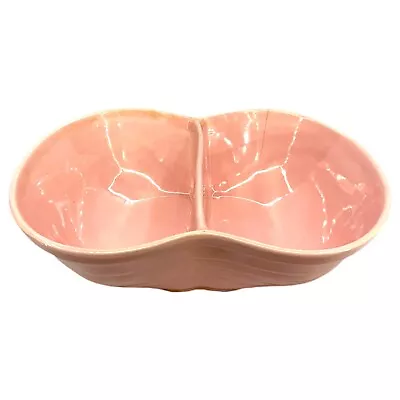 Vintage Marcrest Stoneware Daisy Dot Pink Divided Serving Dish Bowl Has Crack👇 • $9.97