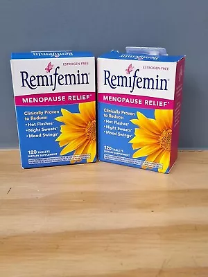 Lot Of 2 Remifemin Menopause Relief Clinically Proven 120 Tabs EA 5/25 3/26 • $89.97
