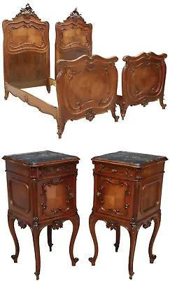 Antique Beds (2) And (2) Night Stands   Italian Louis XV Style Crest 1800's! • $3695