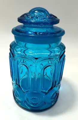 $29.99 • Buy LE Smith Moon And Star Colonial Blue 9-10” Glass Canister Apothecary Jar READ