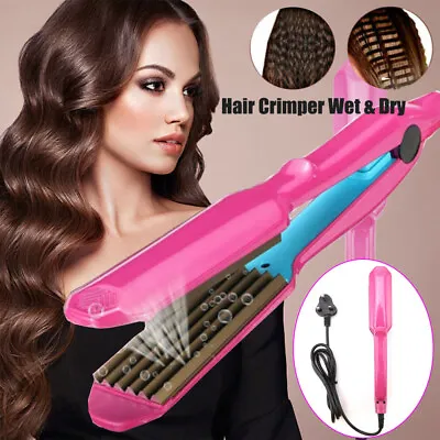 Hair Crimper Professional Hair Instant Heating Up Tools Curling Iron  Wet & Dry • £10.89