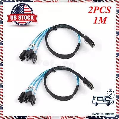 2x Mini SAS To 4 SATA SFF-8087 Multi-Lane Forward Breakout Splitter Cable 3 Feet • $15.98