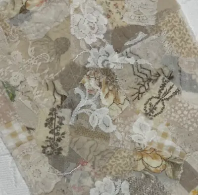 Lovely Neutrals Lace & Fabric Collage Piece 13.75x9  Junk Journal Cover Or Tags • $11.95