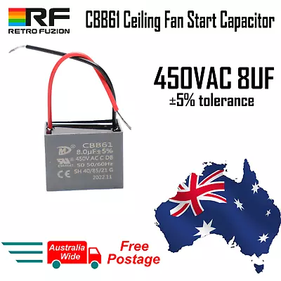 CBB61 Ceiling Fan Starting Capacitor - 8UF - AU STOCK - FREE POSTAGE AU WIDE - • $16.93