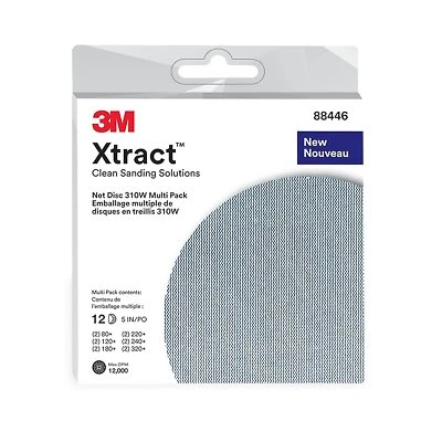 $9.99 • Buy 3M Xtract Net Disc 310W, 5 In, 12 Piece Multi-Pack Hook And Loop Sanding...