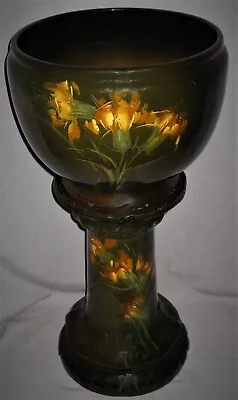 Antique Majolica Rare Jardiniere & Pedestal Floral Art Glazed Design 1896-1910  • $695