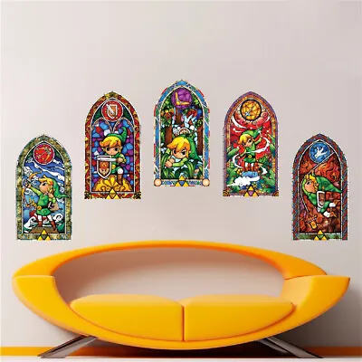 Zelda Stained Glass Wall Decals Large Zelda Decals Peel And Stick Zelda Art S75 • $169.95