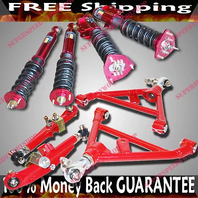 Fits 89-94 240SX S13 Combo F & R Lower Control Arm+16 Ways Damper Coilover RED • $1758.90