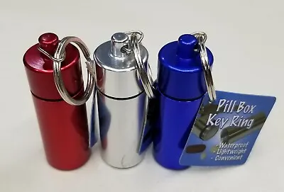 Key Chain Aluminum Travel Pill Cases 2.75  3 Pack Assorted Colors. • $7.99