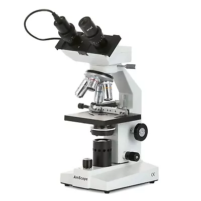 Amscope 40X-2000X Binocular LED Compound Microscope +0.3 MP Eyepiece Camera • £269.99