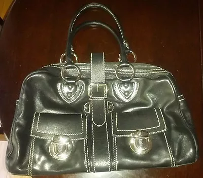 MARC JACOBS Venetia Black Satchel Handbag Silver HW • $139.99