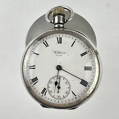 £245 • Buy Antique Solid Silver Cased American Waltham USA Traveler Pocket Watch 5cm Workin