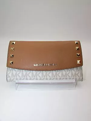 NWOT Michael Kors Peanut/Vanilla Signature Tri-Fold Wallet Handbag Purse • $34.99