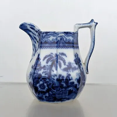 Antique Dillwyn Swansea Welsh Pottery China Jug Flow Blue Victorian Pitcher 1840 • £59.95