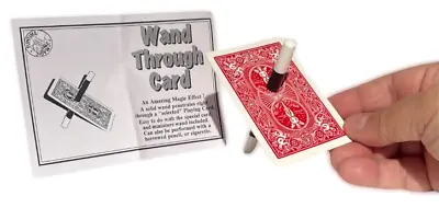 WAND THROUGH CARD Close Up Magic Trick Gimmick Pencil Pen Cig Penetration Pocket • $10.89