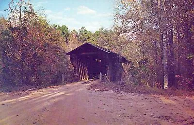 Vintage Postcard Covered Bridge Meadows Mill At Hallawakee Creek Alabama • $2.99