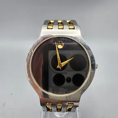 Movado Esperanza Watch Men Two Tone Black Dial 33mm Round 84 G2 1881 New Battery • $124.99